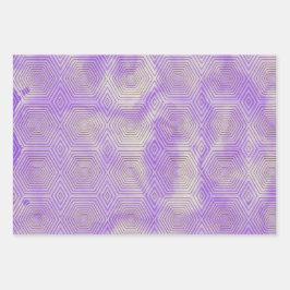 Lila Marmor mit goldenem Hexagon geometrischem Mus Geschenkpapier Set
