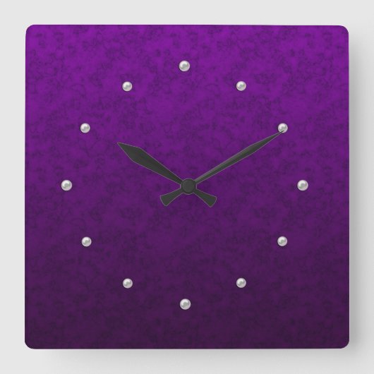 Lila Marmor Quadratische Wanduhr (Vorderseite)