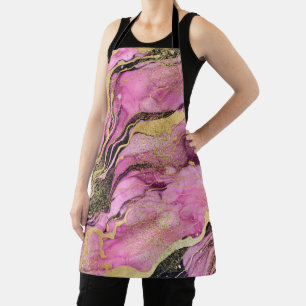 Lila Marmor Rosa Schwarz Gold Schürze