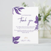 Lila Marmor und Eukalyptus - Elegante Hochzeit Dankeskarte (Stehend Vorderseite)