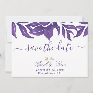 Lila Marmor und Eukalyptus - Elegante Hochzeit Save The Date