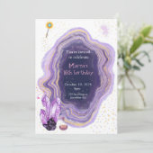 lila Marmor zum Geburtstag Einladung (Stehend Vorderseite)