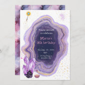 lila Marmor zum Geburtstag Einladung (Vorne/Hinten)