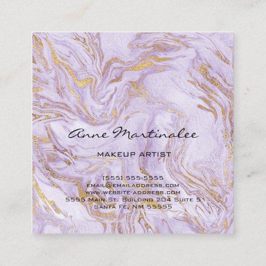 Lila Marmorbildner Abstrakt Quadratische Visitenkarte (Rückseite)