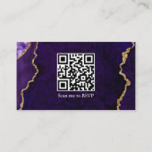 Lila Marmorboden HochzeitsrSVP QR Zurück Begleitkarte (Rückseite)