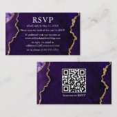 Lila Marmorboden HochzeitsrSVP QR Zurück Begleitkarte (Vorne/Hinten)