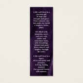 Lila Marmordenkmal Beerdigung Gebet-Lesezeichen (Rückseite)