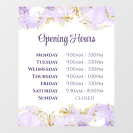 Lila Marmordesign Öffnungszeiten Fensterheber Fensteraufkleber