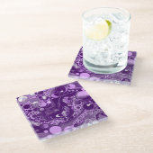 Lila Marmorfluid Art Cells Glasuntersetzer (Schrägansicht)