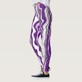 Lila Marmorflüssigkeiten Kunststreifen Leggings (Links)