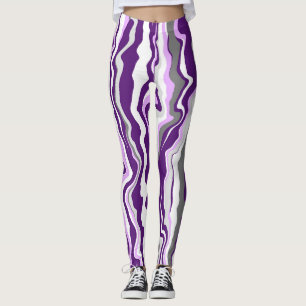 Lila Marmorflüssigkeiten Kunststreifen Leggings
