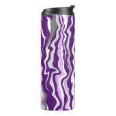 Lila Marmorflüssigkeiten Kunststreifen Thermosbecher (Nach links gedreht)