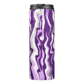 Lila Marmorflüssigkeiten Kunststreifen Thermosbecher (Rückseite)