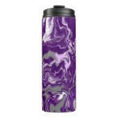 Lila Marmorflüssigkeitskunst Thermosbecher (Vorderseite)