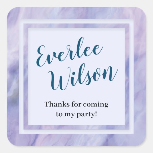 Lila Marmorgrenze Quadratischer Aufkleber (Vorderseite)