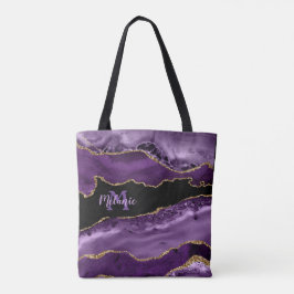 Lila marmoriertes Tor und Gold-Glitzer Tasche
