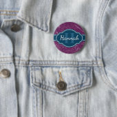 Lila Marmormuster Aquamarines Monogramm Button (Beispiel)