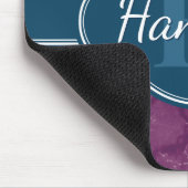 Lila Marmormuster Aquamarines Monogramm Mousepad (Ecke)