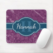 Lila Marmormuster Aquamarines Monogramm Mousepad (Mit Mouse)