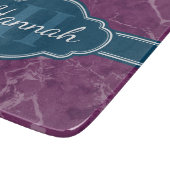 Lila Marmormuster Aquamarines Monogramm Schneidebrett (Ecke)