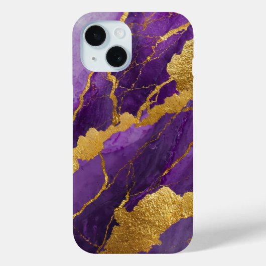 Lila Marmormuster mit Gold Case-Mate iPhone Hülle (Rückseite)