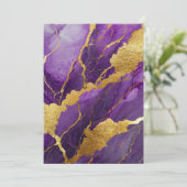 Lila Marmormuster mit Gold Einladung (Stehend Vorderseite)