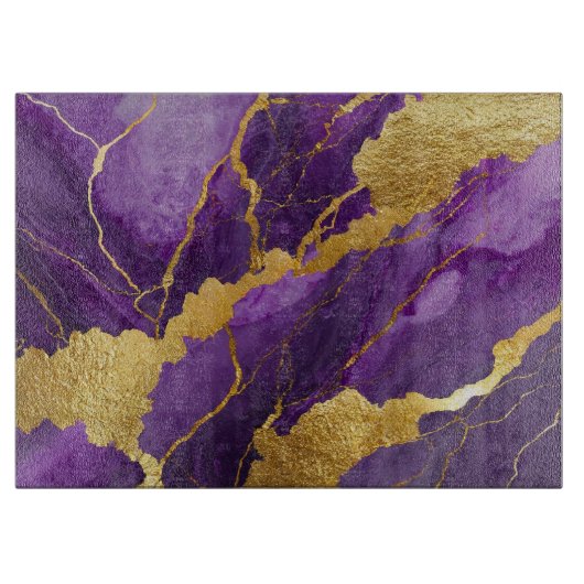 Lila Marmormuster mit Gold Schneidebrett (Vorderseite)