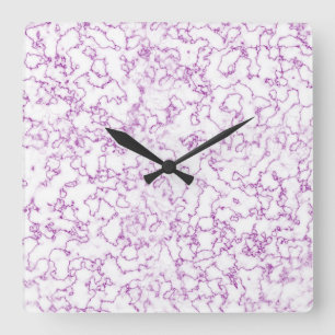 Lila Marmormuster Quadratische Wanduhr