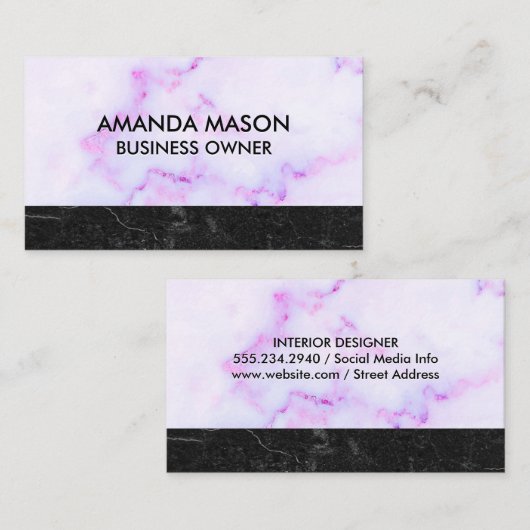 Lila Marmortextur | Schwarzer Schiefermarmor Visitenkarte (Vorne/Hinten)