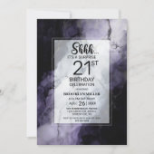 Lila Marmorüberraschen 21. Geburtstag Party Einladung (Vorderseite)