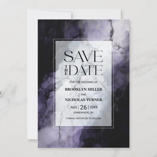 Lila MarmorWedding speichern Sie das Datum Save The Date (Vorderseite)