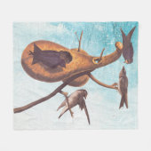 Lila Martin Audubon Bird Family und Gourd Zuhause Fleecedecke (Vorderseite (Horizontal))