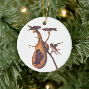 Lila Martin Audubon Bird Family und Gourd Zuhause Keramik Ornament