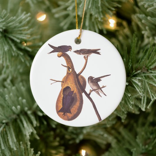 Lila Martin Audubon Bird Family und Gourd Zuhause Keramik Ornament (Baum)
