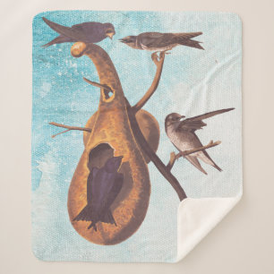Lila Martin Audubon Bird Family und Gourd Zuhause Sherpadecke