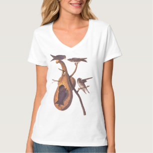 Lila Martin Audubon Bird Family und Gourd Zuhause T-Shirt