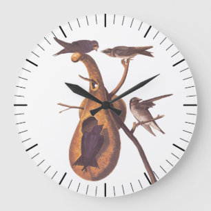 Lila Martin Audubon Birds mit Gourd Zuhause Große Wanduhr