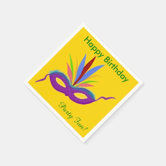 Lila Mask Birthday Napkins Serviette (Ecke)