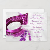 Lila Maske bördelt Karneval-Einladung Einladung (Vorne/Hinten)