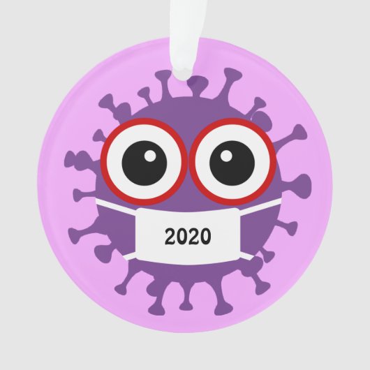 Lila Masked Coronavirus 2020 Acrylschmuck Ornament (Vorderseite)