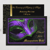 Lila Masken-Maskerade-Ball-Halloween-Einladung Einladung (Vorne/Hinten)
