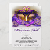 Lila Maskenball-Maskenkostüm Halloween-Teil Einladung (Vorne/Hinten)