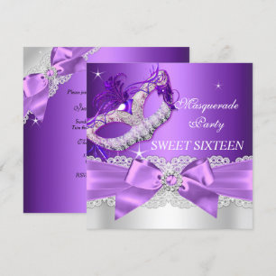 Lila Maskenball Sweet Sixteen Einladung