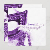 Lila Maskenmaske Einladung (Vorne/Hinten)