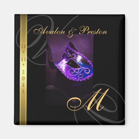 Lila Maskenmaske "Swirl" speichert das Datumsfenst Magnet (Vorne)