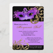 Lila Maskenverkleidung Maskenball Halloween Einladung (Vorne/Hinten)