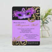 Lila Maskenverkleidung Maskenball Halloween Einladung (Stehend Vorderseite)