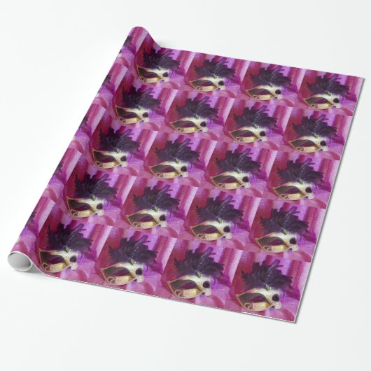 Lila Maskerade-Maske Geschenkpapier (Ungerollt)