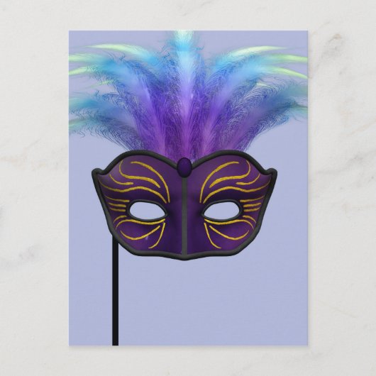 Lila Maskerade-Masken-Karnevalsparty-Kunst Postkarte (Vorderseite)
