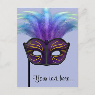 Lila Maskerade-Masken-Karnevalsparty-Kunst Postkarte